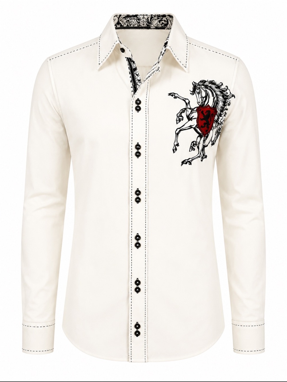 Wild West Boots 2XL Embroidered Horse Crest Western Button Shirt